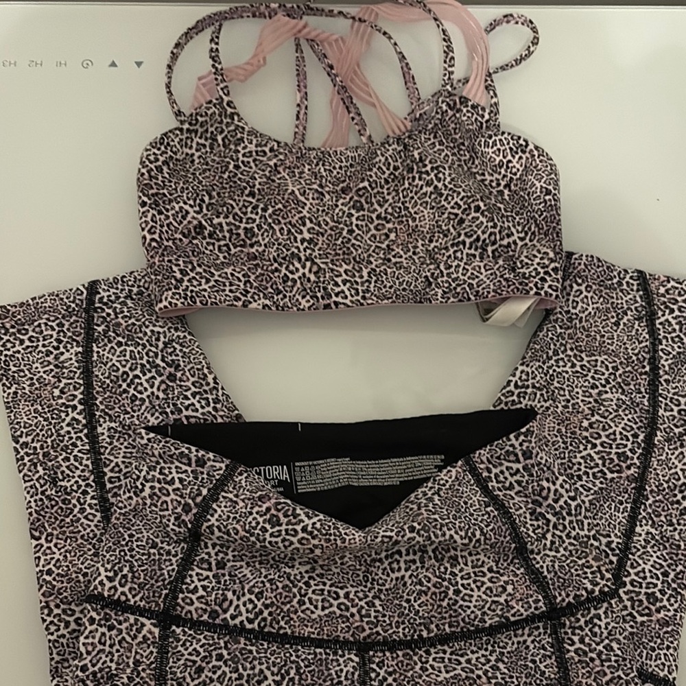 Victoria's Secret Pink Leopard Print Bralette and Leggings Set